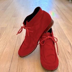 Dolce Vita Red Suede Lace-up Booties